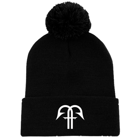 Fisherman Pom Pom Beanie - Black