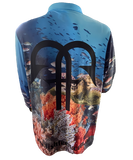 Fishing Shirt Reef addict design, lightweight polyester stretch blend back